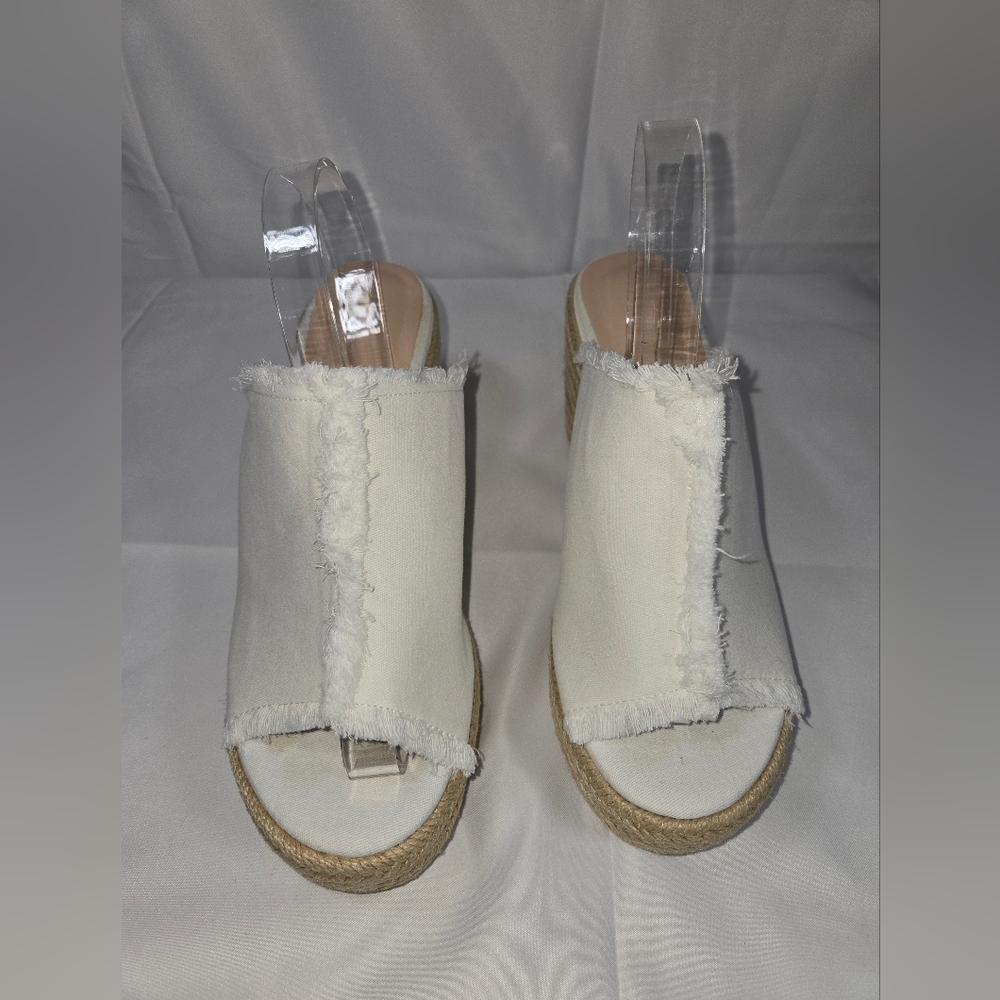 Women's Cream Frayed Espadrille Wedge Sandals